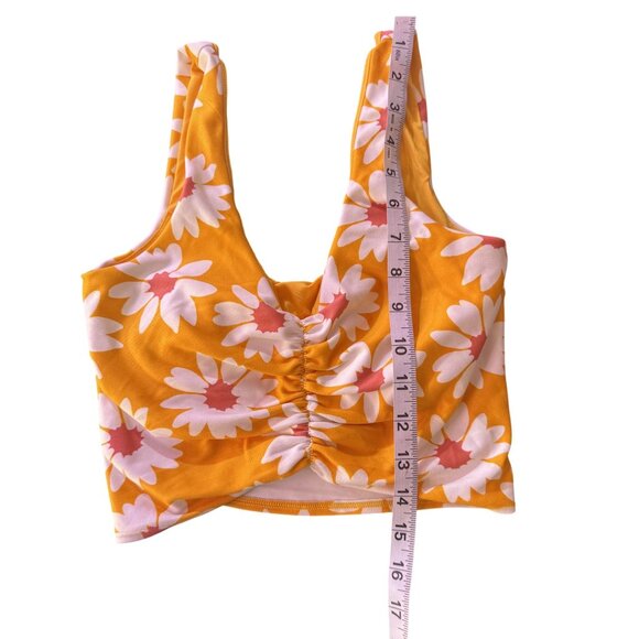 Gilly Hicks Swimsuit Top Womens Yellow Floral Crop Lined Padded Swimwear Size XS - Picture 5 of 6